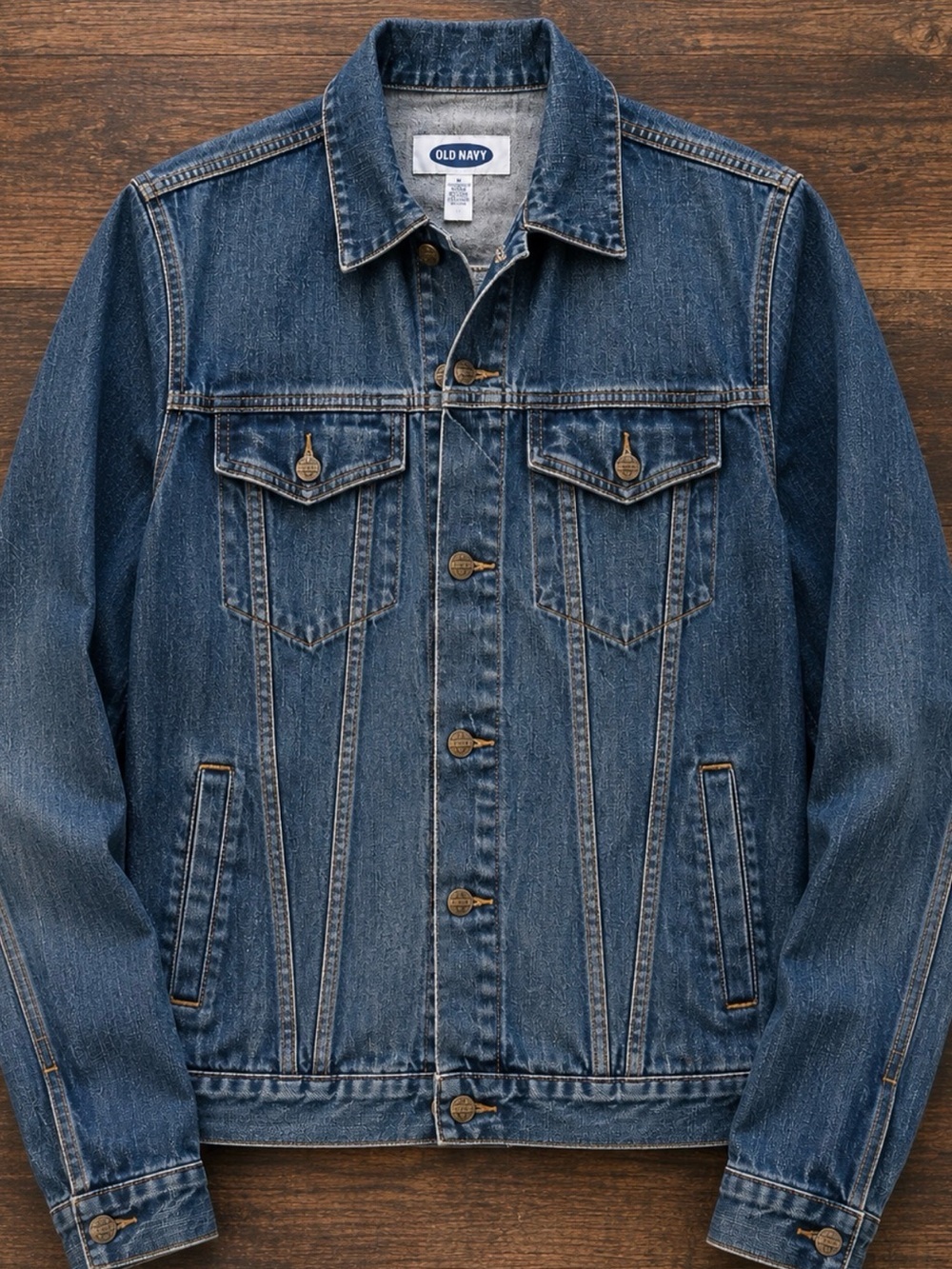 Old Navy Men’s Denim Trucker Jacket Medium Vintage Wash Cotton Jean Coat